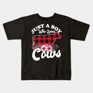 Just a Boy Who Loves Cows Kids T-Shirt